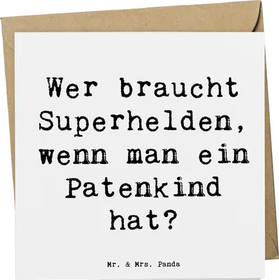 Produktbild von Mr. & Mrs. Panda Grußkarte Spruch Patenkind Wunder - Weiß - Geschenk, Glückwunschkarte, Jubiläen, doppelkarte, Patenschaft, Fürsorge, Familie, Geburtstag, Klappkarte