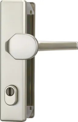 Produktbild von ABUS Schutzbeschlag HLZS814 - kantige Form (Ausführung: Klinke-Knauf, Oberfläche: F2 Aluminium Neusilber) Ausführung: Klinke-Knauf Oberfläche: F2 Aluminium Neusilber