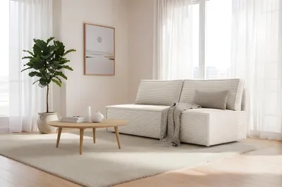 Produktbild von Sofa Designersofa AMANDA 3-Sitzer mit Schlaffunktion in Stoff Poso Altweiss