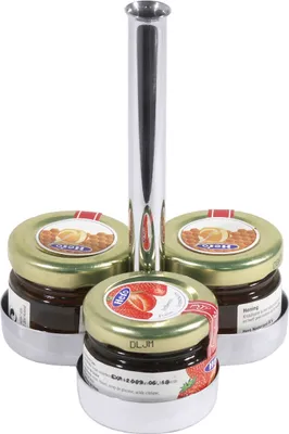 Produktbild von Marmeladenglas-Etagere, aus Edelstahl 18/10, hochglänzend, Variante auswählbar : Für 3 Gläser Variante: Für 3 Gläser