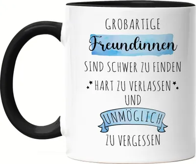 Produktbild von Großartige Freundinnen Sind Schwer Zu Finden Tasse Schwarz Danke Geschenk Hart Zu Vergessen
