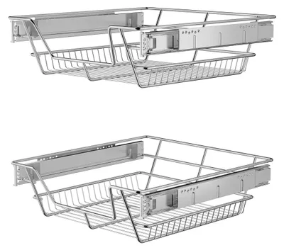 Produktbild von UISEBRT Ausziehkorb 50cm 2 Stück, Teleskopschublade für Küchenschrank, verchromter Metall Schrankkorb, Schrankorganizer, Ausziehregal