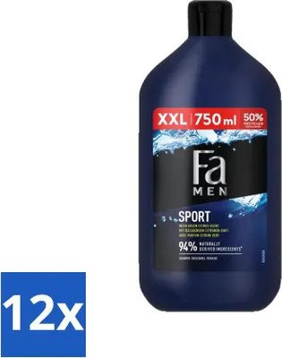 Image de Fa Men - Sport - Gel douche - Citron vert - 750 ml - Pack économique - 12 pièces