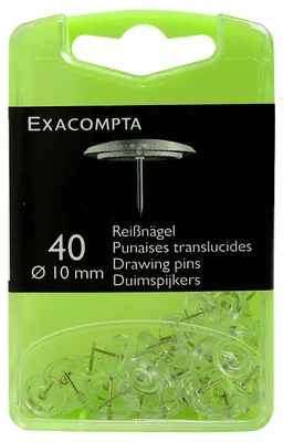 Produktbild von Exacompta Reißnägel Ø10mm glasklar 40 Stück transparent Kunststoffkopf