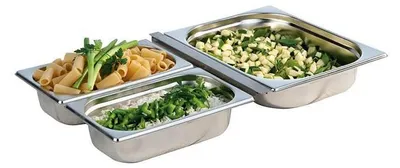 Produktbild von APS 81850 GN Behälter-Set, 4-teilig, bestehend aus 1 x GN 1/2 Behälter (Tiefe 65 mm) / 2 x GN 1/4 Behälter (Tiefe 65 mm) / 1 x Adapater/Zwischensteg