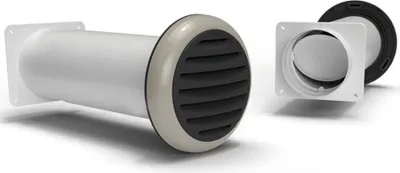 Obrázek produktu pro Kulatá trubka Ø 150mm, teleskopický nástěnný box 350-680mm, zpětná klapka