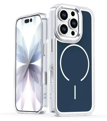 Obrázek produktu pro Magnetické pouzdro pro iPhone 16 Pro, tenké průhledné nárazuvzdorné pouzdro, kompatibilní s MagSafe Modrá
