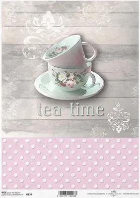 Immagine prodotto di ITD carta di riso decoupage tecnica artigianale tovagliolo di carta-R838 - A4 Vintage, tea time