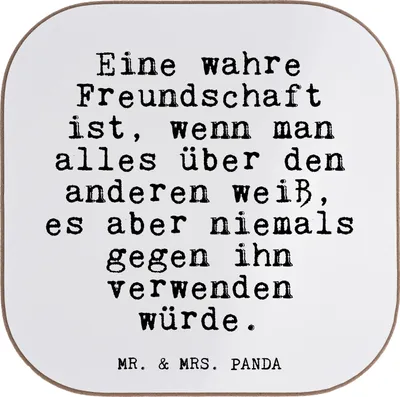 Produktbild von Mr. & Mrs. Panda unterleger Eine wahre Freundschaft ist,... - Weiß - Geschenk, bester Freund, Sprüche, Tassenuntersetzer, Freundin, Clique, Tischschoner, beste, Freunde