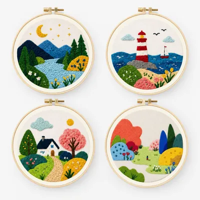 Stick-Set Berg- und Meerlandschaft, DIY, 4-teilig