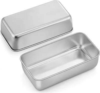 Produktbild von Brotbackform 2er-Set, Edelstahl Rechteckig Toastbrot Backform Kastenform Perfekt für Brot und Kuchen, Spülmaschinenfest & Gesund, 22*14*6.5cm