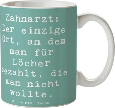 Produktbild von Mr. & Mrs. Panda Kaffeetasse Spruch Zahnarzt Lochgebühr - Meeresbrise - Geschenk, cappuccinotasse, Beruf, Berufsalltag, Teetasse, zahnmedizinischer Humor, Zahnarztbesuche