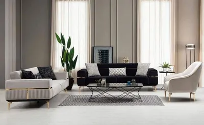 Produktbild von Sofagarnitur Komplette Sofa 3+3+1 Sitz Hellgrau JVmoebel