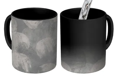 Obrázok produktu pre MuchoWow® Magický hrnček Magická abstrakcia - farba - sivá - maľba 350 ml Hrnček na zmenu farby Nápad na darček - Magický hrnček - fotohrnček - keramické hrnčeky - obrázky - šálka kávy - hrnček na pitie - hrnčeky na kávu
