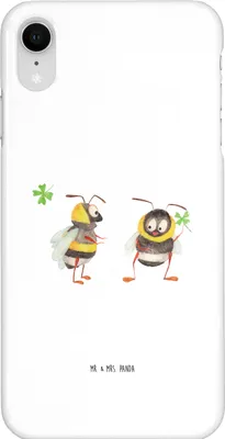 Produktbild von Mr. & Mrs. Panda Iphone XR Handyhülle Hummeln Kleeblatt - Weiß - Geschenk, Biene Deko, Lustige Sprüche, Handy Case, glücklich Werden, sein, Premium Kunststoff, Hummel
