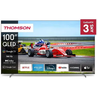 Obrázek produktu pro Thomson Q70 Series 100\" QLED PRO UHD GOOGLE SMART TV, 2,54 m (100"), 3840 x 2160 px, QLED Pro, Smart TV, Wi-Fi, Černá