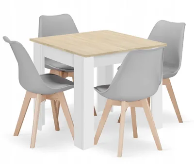 Obrázok produktu pre Súprava štvorcový stôl 80x80 dub sonoma + 4 stoličky MARK sivá