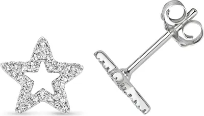 Productafbeelding van Oorbellen voor dames, witgoud 375/1000, met een briljant van 0,09 karaat, kleur H, zuiverheid I1, afmetingen 8mm x 8mm; TRS31429