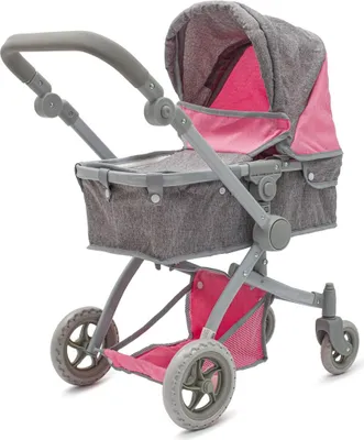 Obrázek produktu pro Růžovo-šedý kočárek pro panenky Sophie 2 v 1