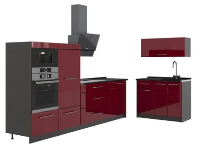 Obrázok produktu pre Kuchyňa Vicco Fame-Line Bordeaux vysoký lesk/antracitová 380 cm, AP Antracit, Model 64072