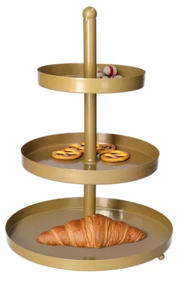 Produktbild von Etagere - Gold - Metall - 3-lagig - 25 x 35 cm - Snacks/Hochprozentiges - Servierplatte
