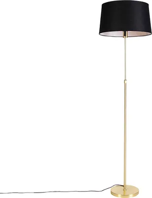 Produktbild von Stehleuchte Gold   Messing mit Lampenschirm Leinen Schwarz 45 cm Parte