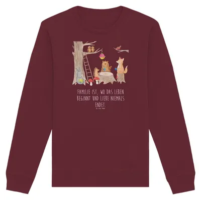Produktbild von Mr. & Mrs. Panda Baumwoll Pullover Waldtiere Picknick Größe XL - Burgundy - Geschenk, Lustige Sprüche, Hase, Eichhörnchen, Sweatshirt, Maus, Wald, Igel, Pulli, Bio