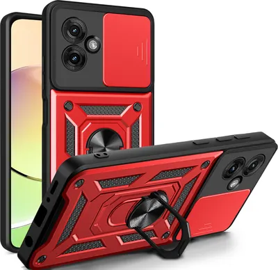Produktbild von Outdoor Panzer Hülle für Motorola Moto G55 Handyhülle mit Kameraschutz Ringhalter in Rot