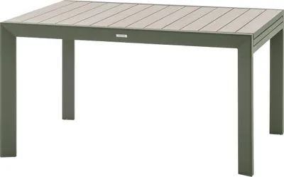 Produktbild von Ausziehbarer, verschiebbarer gartentisch "evasion" mit holzeffekt leinen &amp lorbeergrün 10 flache aluminiumplätze  - Hespéride
