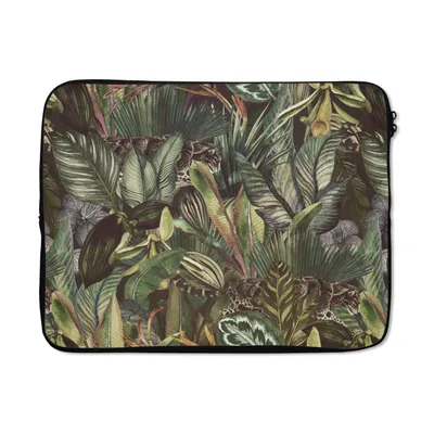 Produktbild von MuchoWow® Laptop Hülle 17 Zoll Laptoptasche Blätter - Dschungel - Muster - Zipper - Schutzabdeckung
