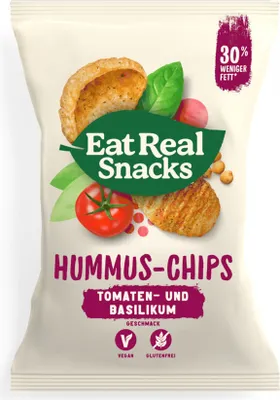 Produktbild von Eat Real Snacks Hummus-Chips Tomaten- und Basilikum 135g