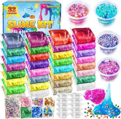 Produktbild von DIY-Schleim-Set - 32 Farben - Schleim-Set für Mädchen - Kristallklarer Schleim