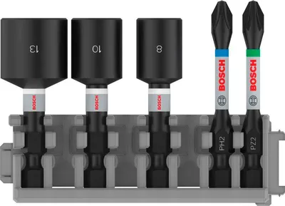 Produktbild von PRO Impact Set mit Steckschlüsseln, PH2x50, PZ2x50, NS8x50, NS10x50, NS13x50 mm