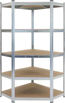 Produktbild von Schwerlastregal Eckregal Metallregal für Lager Regalsystem - Kellerregal - Steckregal - Werkstattregal aus Stahl Metall - 180 x 90 x 42 cm Tiefe (Verzinkt)