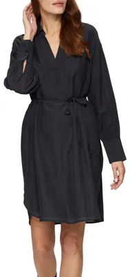 Produktbild von s.Oliver Damen Hemdblusenkleid – Regular Fit, Langarm, Artwork