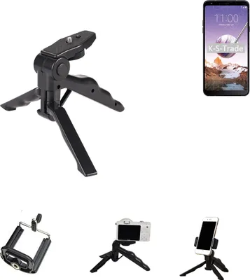 Produktbild von K-S-Trade Stativ Tisch-Ständer Dreibein Handy-Stativ Ständer kompatibel mit LG Electronics Stylo 4 Mini-Stativ Smartphone Tripod Handy-Stativ aus