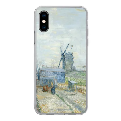 Produktbild von MuchoWow® Handyhülle Schutzhülle Hülle für iPhone X Montmartre: Mühlen und Gärten - Vincent van Gogh Silikon Softcase Handy Hülle - Handyhülle