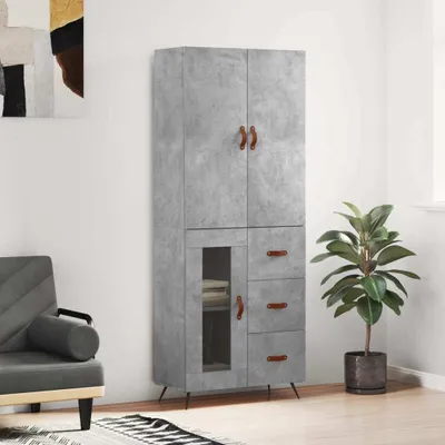 Produktbild von vidaXL Highboard Betongrau 69,5x34x180 cm Holzwerkstoff