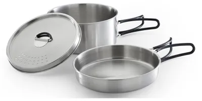 Produktbild von Campingaz 3 Piece Hiking Cookware Set – Stainless Steel – 1 Pot + 1 Lid + 1 Frying Pan