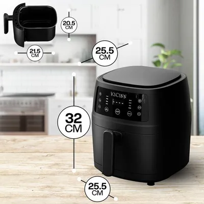 Produktbild von Kicinn Airfryer - Airfryer XXL - Heißluftfritteuse - 6 Liter - 1350 W - rohe Industrieoptik mattschwarz
