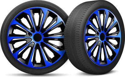 Immagine prodotto di Set di 4 copricerchi per auto adatti a tutti i cerchi in acciaio - anello di bloccaggio regolabile - 16 pollici - Nero Blu