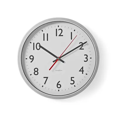Produktbild von Nedis Wanduhr - Durchmesser: 300 mm - Kunststoff - Silber / Weiss