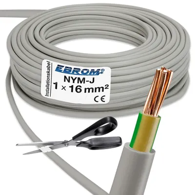 Produktbild von 15 Meter NYM-J 1x16 mm² - Kunststoff Installationsleitung - grau - PVC - 15m - 15 m - 15 Meter