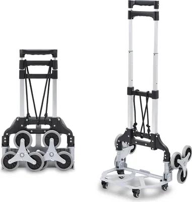 Immagine prodotto di Carrello portascale Jayseuw con sistema di ruote 3+3, regolabile in altezza, in alluminio leggero, portata 70 kg