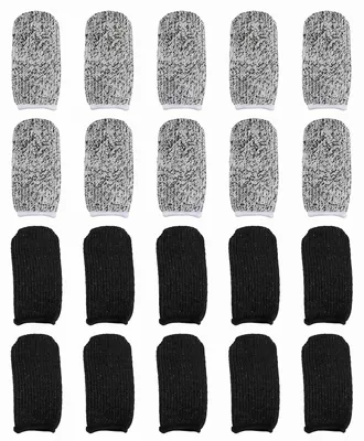 20 schnittfeste Fingerlinge, schwarz/grau, wiederverwendbar, rutschfest
