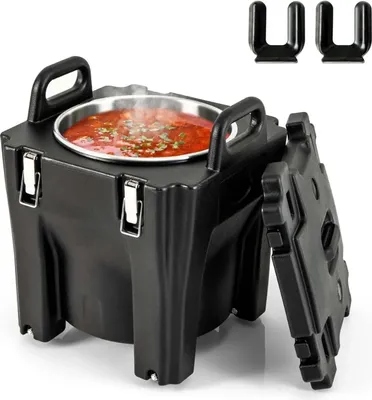 Image de Glacière 30 l - Glacière et caisson isotherme - Avec roulettes - Empilable - Intérieur en acier inoxydable - 2 poignées - Noir