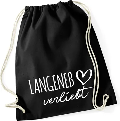 Produktbild von Huuraa Turnbeutel Langeneß verliebt 12 Liter Black Baumwolle Rucksack Geschenkidee