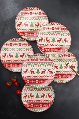 Produktbild von Hermia Concept, Hochwertiges Dessertteller-Set (6 Stück), 21 x 21 x 2 cm | 100% Porzellan, spülmaschinen- und mikrowellenfest | Ideal für elegante Anlässe und tägliche Nutzung.