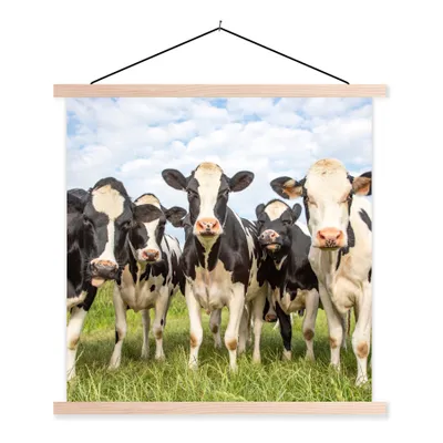 Produktbild von MuchoWow® Textilposter Kühe - Weide - Tiere - Natur - Gras 40x40 cm mit holzfarbenen Rahmen - Posterleiste