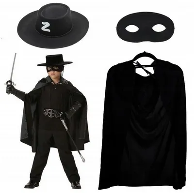 Produktbild von Gacek Zorro Kostüm Umhang Maske Hut Kinder Halloween